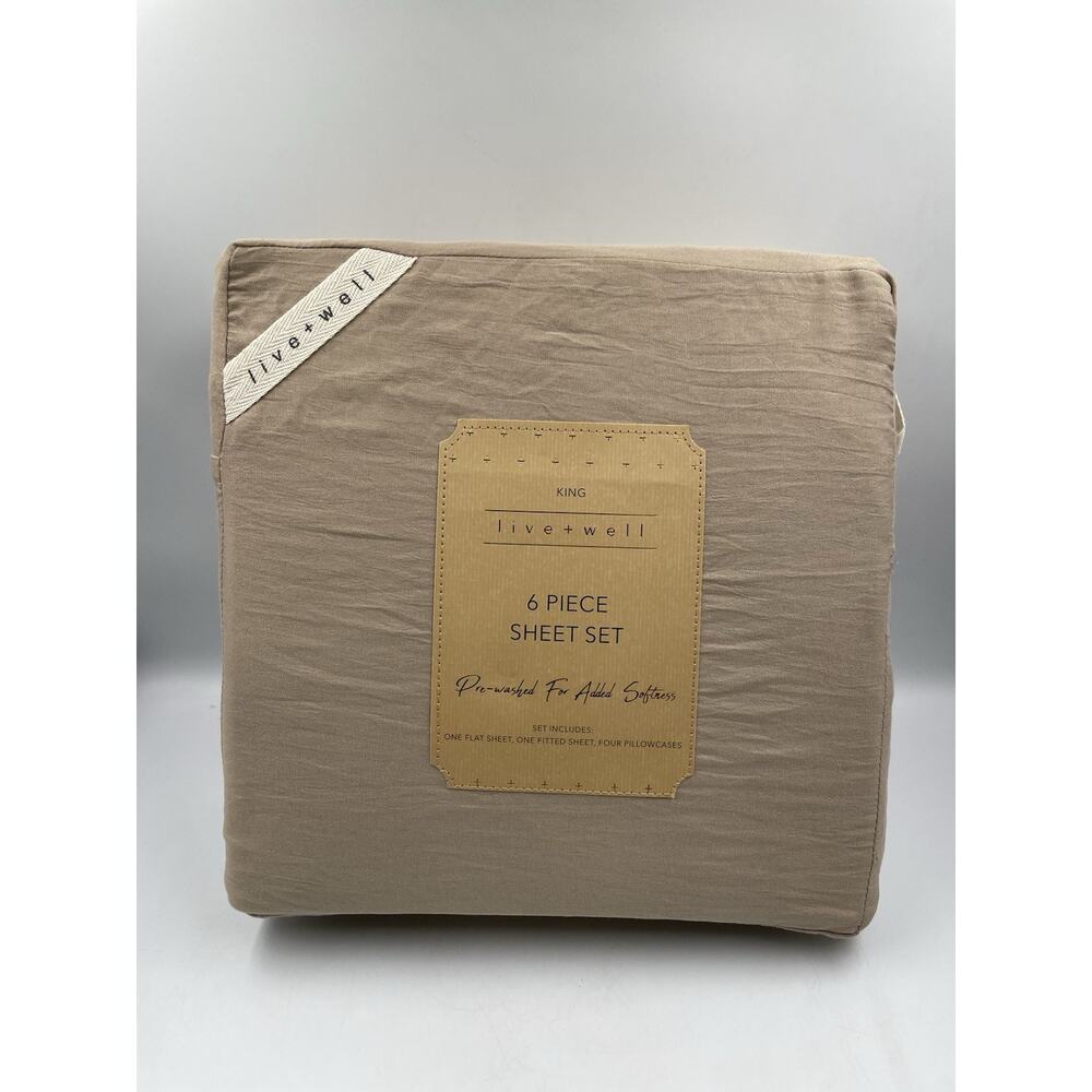 Live + Well 6 Piece Brown King Sheet Set New with Tags - Fast Shipping!